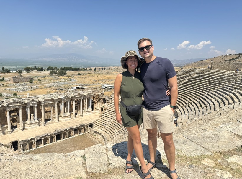 Chazlyn and Nicolas at the Hierapolis amphitheatre in Turkey