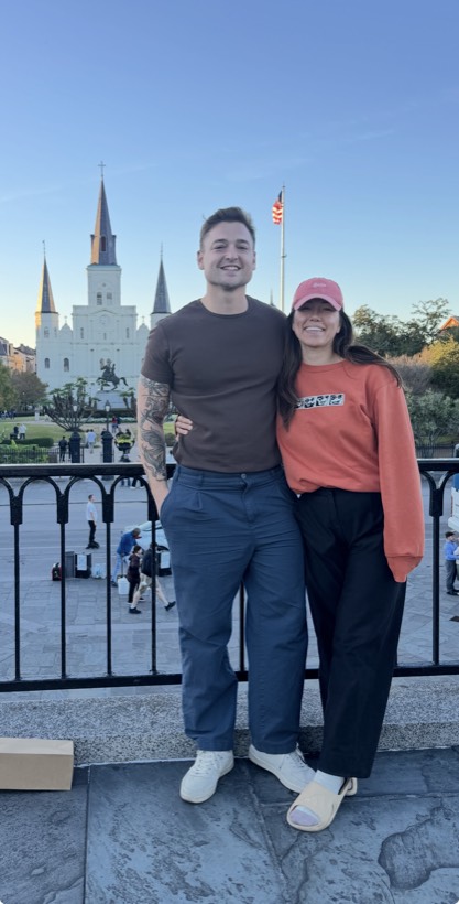 Chazlyn and Nicolas outside St. Louis Cathedral in New Orleans