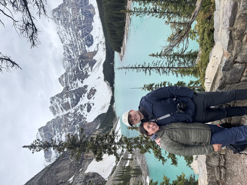 Chazlyn and Nicolas at Moraine Lake in Banff National Park