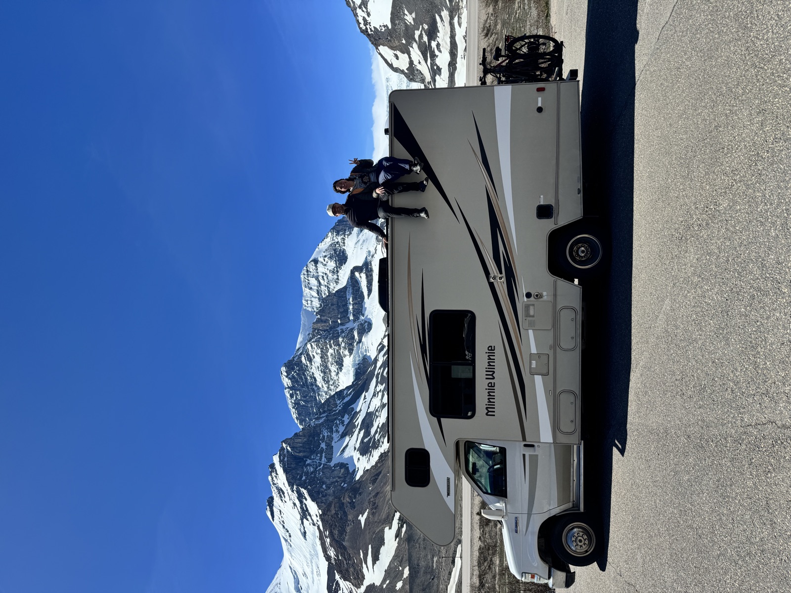 Chazlyn and Nicolas with their RV on the road