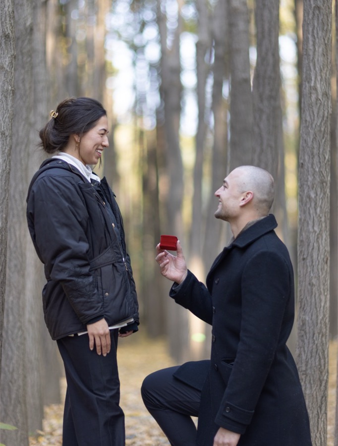 Chazlyn and Nicolas after the proposal in Seoul, South Korea